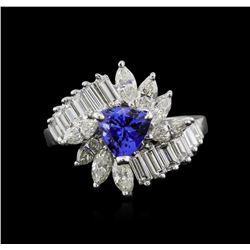 Platinum 1.07ct Tanzanite and Diamond Ring