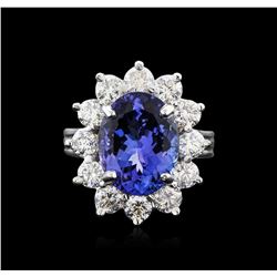 14KT White Gold 6.57ct Tanzanite and Diamond Ring