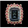 Image 1 : 14KT Yellow Gold 29.87ct Topaz and Ruby Ring