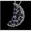 Image 1 : 14KT White Gold 4.62ctw Sapphire and Diamond Pendant With Chain