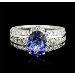 14KT White Gold 2.48ct Tanzanite and Diamond Ring