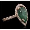 Image 2 : 14KT Rose Gold 5.87ct Emerald and Diamond Ring