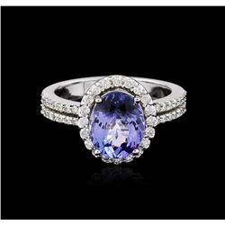 14KT White Gold 3.36ct Tanzanite and Diamond Ring