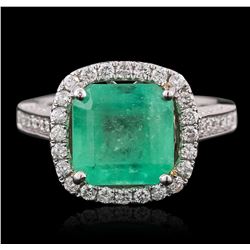 14KT Two-Tone Gold 3.50ct Emerald and Diamond Ring