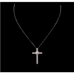 14KT White Gold 1.13ctw Diamond Cross Pendant With Chain