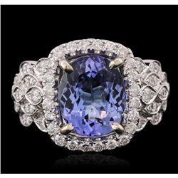 14KT White Gold 3.50ct Tanzanite and Diamond Ring