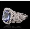 Image 2 : 14KT White Gold 3.50ct Tanzanite and Diamond Ring