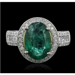 14KT Two-Tone 3.39ct Emerald and Diamond Ring