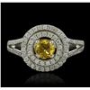 Image 1 : 14KT White Gold 0.44ct Citrine and Diamond Ring
