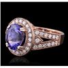 Image 2 : 14KT Rose Gold 3.66ct Tanzanite and Diamond Ring