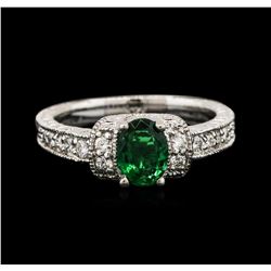 14KT White Gold 0.75ct Emerald and Diamond Ring