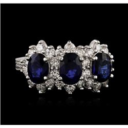 14KT White Gold 3.00ctw Sapphire and Diamond Ring