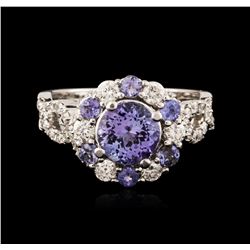 14KT White Gold 1.85ctw Tanzanite and Diamond Ring