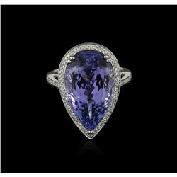 14KT White Gold 14.51ct Tanzanite and Diamond Ring