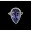 Image 1 : 14KT White Gold 14.51ct Tanzanite and Diamond Ring