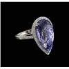 Image 2 : 14KT White Gold 14.51ct Tanzanite and Diamond Ring