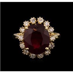 8.17ct Ruby and Diamond Ring - 14KT Yellow Gold