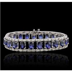 14KT White Gold 21.50ctw Sapphire and Diamond Bracelet