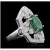 Image 2 : 14KT White Gold 3.29ct Emerald and Diamond Ring