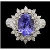 Image 1 : 14KT White Gold 4.30ct Tanzanite and Diamond Ring