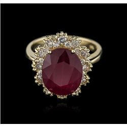 14KT Yellow Gold 6.83ct Ruby and Diamond Ring