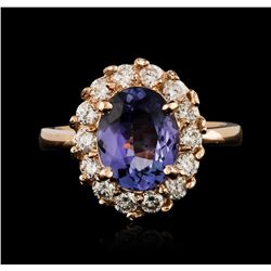 14KT Rose Gold 2.68ct Tanzanite and Diamond Ring