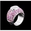 Image 3 : 10.88ctw Pink Sapphire and Diamond Ring - 18KT White Gold