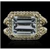 Image 1 : 14KT Yellow Gold 5.06ct Aquamarine and Diamond Ring