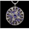 Image 2 : 14KT White Gold 8.59ctw Tanzanite and Diamond Pendant With Chain