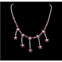 14KT White Gold 9.80ctw Ruby and Diamond Necklace