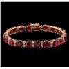 Image 1 : 30.24ctw Ruby and Diamond Bracelet - 14KT Rose Gold