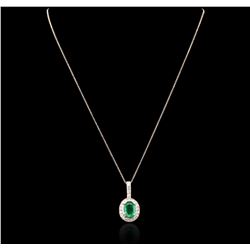 14KT Rose Gold 3.05ct Emerald and Diamond Penadnt With Chain