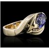 Image 2 : 14KT Yellow Gold 2.00ct Tanzanite and Diamond Ring