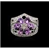 Image 1 : 14KT White Gold 1.25ctw Amethyst and Diamond Ring