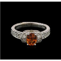 1.07ct Spessartite and Diamond Ring - 14KT White Gold