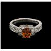 Image 1 : 1.07ct Spessartite and Diamond Ring - 14KT White Gold