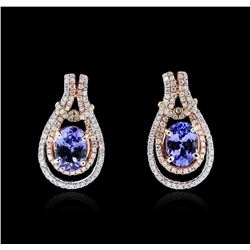 14KT Two-Tone Gold 2.38ctw Tanzanite and Diamond Earrings