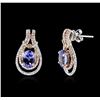 Image 2 : 14KT Two-Tone Gold 2.38ctw Tanzanite and Diamond Earrings