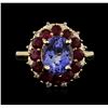 Image 1 : 14KT Yellow Gold 2.75ct Tanzanite, Ruby and Diamond  Ring