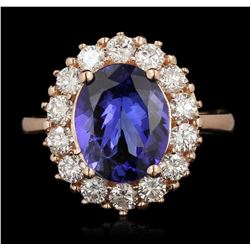 14KT Rose Gold 2.89ct Tanzanite and Diamond Ring