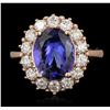 Image 1 : 14KT Rose Gold 2.89ct Tanzanite and Diamond Ring