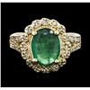 Image 1 : 14KT Yellow Gold 1.89ct Emerald and Diamond Ring