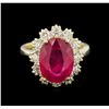 Image 1 : 5.37ct Ruby and Diamond Ring - 14KT Yellow Gold