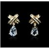 Image 1 : 10KT Yellow Gold 1.00ctw Aquamarine and Diamond Earrings