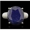 Image 1 : 14KT White Gold 17.02ct Sapphire and Diamond Ring