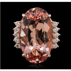 14KT Rose Gold 23.97ct GIA Certified Morganite and Diamond Ring