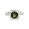 Image 1 : 14KT White Gold 1.88ct Green Tourmaline and Diamond Ring