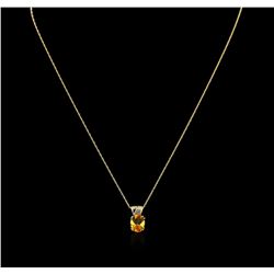 1.98ct Yellow Sapphire and Diamond Pendant With Chain - 14KT Yellow Gold