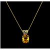 Image 2 : 1.98ct Yellow Sapphire and Diamond Pendant With Chain - 14KT Yellow Gold