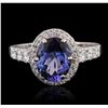 Image 1 : 18KT White Gold 2.36ct Tanzanite and Diamond Ring
